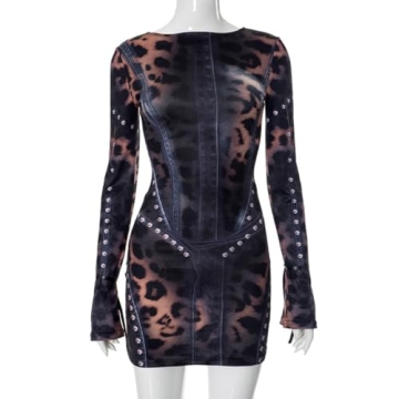 Sexy Leopard Print Mini Dress for Women - Y2K Style