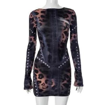 Sexy Leopard Print Mini Dress for Women - Y2K Style