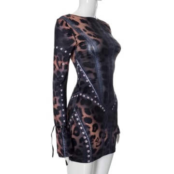 Sexy Leopard Print Mini Dress for Women - Y2K Style