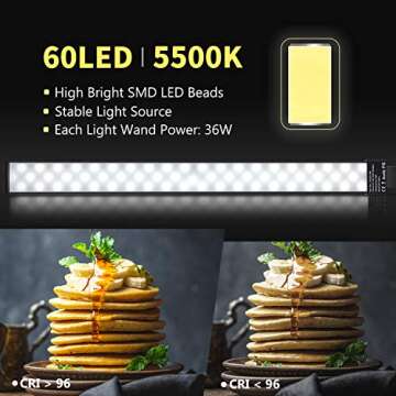 Neewer LED Light Stick, Photography LED Lighting Kit, 36W Handheld LED Video Light Stick 5500K with ...