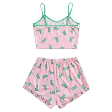 Remidoo Cute Dinosaur Pajama Set for Women