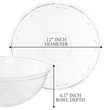 PLASTICPRO Disposable Round Serving Bowls, Party Snack or Salad Bowl, Plastic Crystal Clear Pack of ...