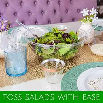 PLASTICPRO Disposable Round Serving Bowls, Party Snack or Salad Bowl, Plastic Crystal Clear Pack of 4 (X Large Bowls, 4)