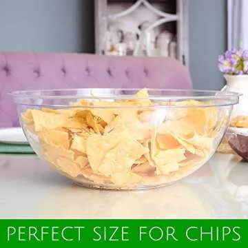 PLASTICPRO Disposable Round Serving Bowls, Party Snack or Salad Bowl, Plastic Crystal Clear Pack of 4 (X Large Bowls, 4)