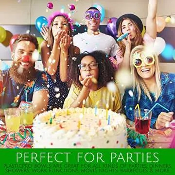 PLASTICPRO Disposable Round Serving Bowls, Party Snack or Salad Bowl, Plastic Crystal Clear Pack of 4 (X Large Bowls, 4)