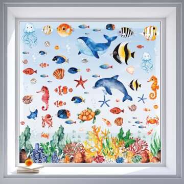 9 Ocean Theme Window Clings for Home or Party Decor