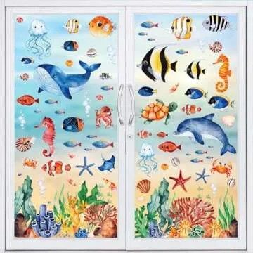 9 Ocean Theme Window Clings for Home or Party Decor