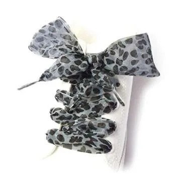 "N/A" Fashion Leopard Shoe Laces, Soft Satin Ribbon Shoelaces for Casual Shoes Shoestring for Women Girls 4CM Wide 1 Pair (Yellow leopard)