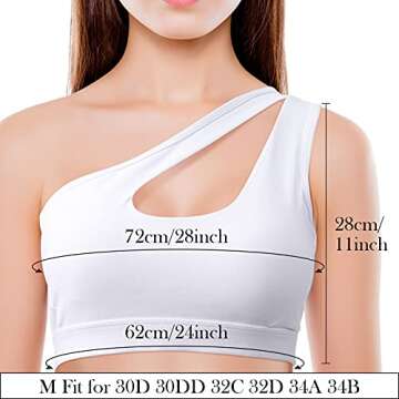 Geyoga 2 Pieces Women One Shoulder Sports Bra One Strap Bra Sports Tank Tops for Yoga Gym Running Workout (White, Black)