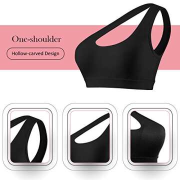 Geyoga 2 Pieces Women One Shoulder Sports Bra One Strap Bra Sports Tank Tops for Yoga Gym Running Workout (White, Black)
