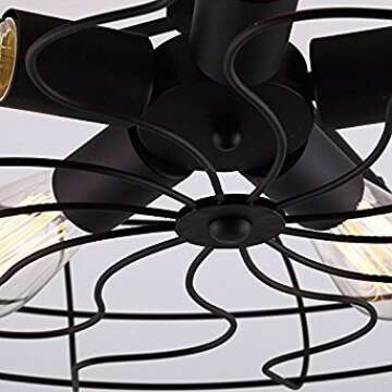 BAYCHEER Semi Flush Mount Ceiling Light Vintage Pendant Lights Industrial Chandelier Black Metal Cage Hanging Fixture with 5 E26 Bulb Base for Hallway,Restaurant,Warehouse,Barn,Living Room,UL Listed