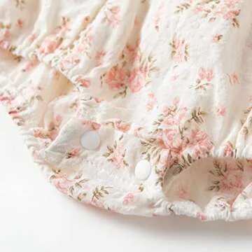 Simplee kids Baby Girl's Romper Floral Print Summer Onesie Peter Pan Collar Button Ruffled Edge Baby Girl Clothes