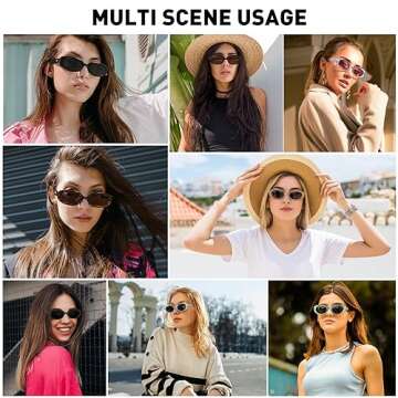 Fozono Trendy Skinny Oval Sunglasses for Women Men Retro 90s Fashion Narrow Square Rectangle Sunglas...