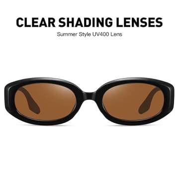 Fozono Trendy Skinny Oval Sunglasses for Women Men Retro 90s Fashion Narrow Square Rectangle Sunglasses Vintage UV400 Vintage UV400 Black Frame/Brown Lens