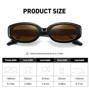 Fozono Trendy Skinny Oval Sunglasses for Women Men Retro 90s Fashion Narrow Square Rectangle Sunglasses Vintage UV400 Vintage UV400 Black Frame/Brown Lens