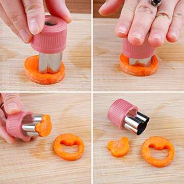 TIMGOU 12 Pcs Vegetable Fruit Cutter Shapes Set with Melon Baller Scoop and Cleaning Brush, Mini Pie Cookie Stamps Mold for Kids Crafts Baking and Food Supplement Tools for Kitchen-Pink