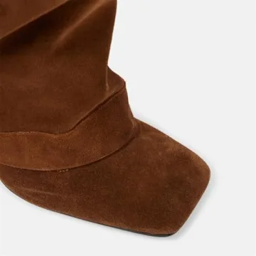 Goolita Stylish Fold Over Stiletto Heel Knee High Boots