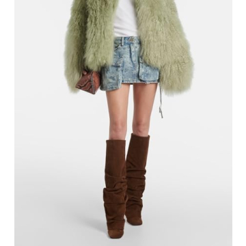 Goolita Stylish Fold Over Stiletto Heel Knee High Boots