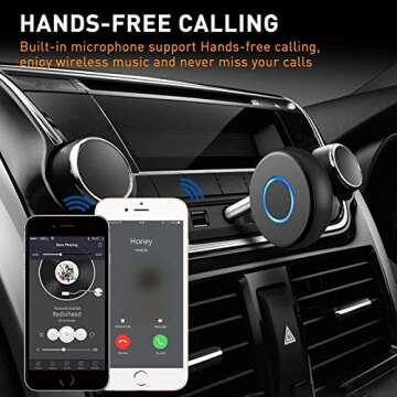 Bluetooth Aux Adapter for Car, SONRU Bluetooth 5.0 Receiver for Car,Wireless Audio Adapter Portable Hands-Free Car Kits with RCA AUX 3.5mm for Home/Car Stereo Music Streaming Sound System