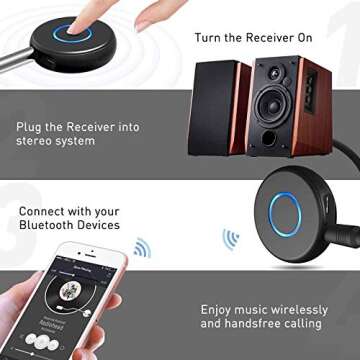 Bluetooth Aux Adapter for Car, SONRU Bluetooth 5.0 Receiver for Car,Wireless Audio Adapter Portable Hands-Free Car Kits with RCA AUX 3.5mm for Home/Car Stereo Music Streaming Sound System