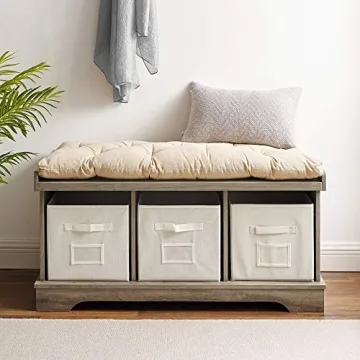 Walker Edison Modern Farmhouse Entryway Bench for Storage