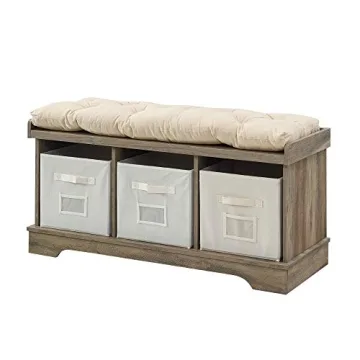 Walker Edison Modern Farmhouse Entryway Bench for Storage