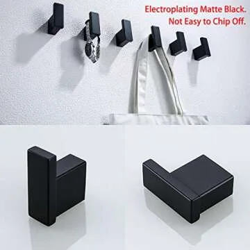 Durable Matte Black Towel Hooks Modern Bathroom Accessories