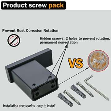 RANDOM Matte Black Towel Hooks for Bathrooms Kitchen Black Hooks for Hanging 2 Pack SUS 304 Stainless Steel Wall Hooks Modern Bathroom Hardware Accessories Coat Robe Hook Wall Mounted.96009-8MB