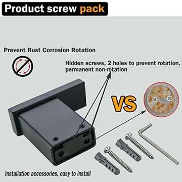 Durable Matte Black Towel Hooks Modern Bathroom Accessories