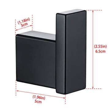 RANDOM Matte Black Towel Hooks for Bathrooms Kitchen Black Hooks for Hanging 2 Pack SUS 304 Stainless Steel Wall Hooks Modern Bathroom Hardware Accessories Coat Robe Hook Wall Mounted.96009-8MB