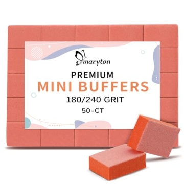 Maryton Mini Nail Buffer Blocks - 50 Count Nail Buffers for Salon Quality Results