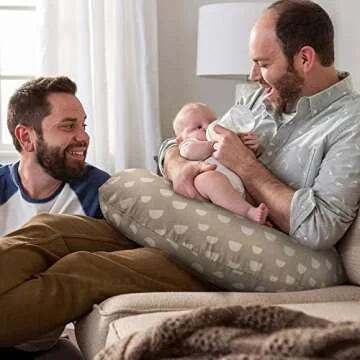 Boppy Nursing Pillow Original Support, Tan Pebbles, Ergonomic Nursing Essentials for Bottle and Breastfeeding, Firm Fiber Fill, with Removable Nursing Pillow Cover, Machine Washable