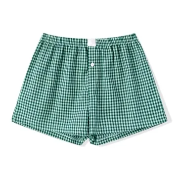 Stylish Y2k Women Pajamas Shorts - Plaid Boxer Sleepwear for Summer