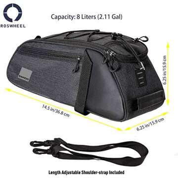 Roswheel Essentials Series 141466 Bike Trunk Bag Bicycle Rear Rack Pack Cycling Accessories Pannier,...