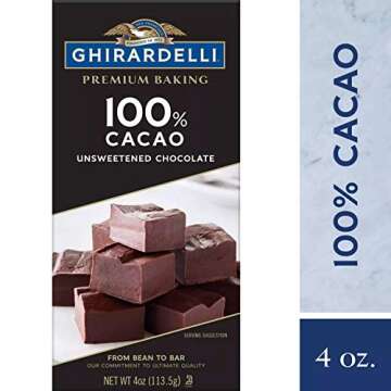 Ghirardelli Chocolate Baking Bar, 100% Cacao Unsweetened Chocolate, 4-Ounce Bars (Pack of 6)