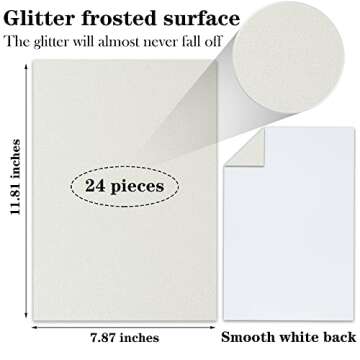 Twavang 24 Sheets White Glitter Cardstock Paper, A4 Premium Sparkly Paper for Scrapbook, DIY Project...