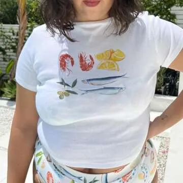 Trendy ABYOVRT Graphic Baby Tee for Women - Y2K Style