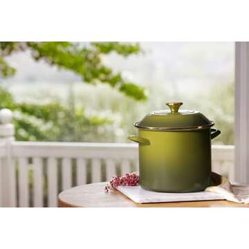 Le Creuset Enamel on Steel Stockpot, 10 qt., Olive
