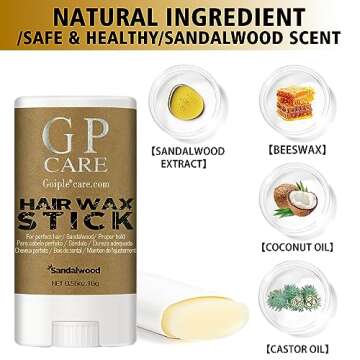 Hair Wax Stick Pomade Stick for Tames Flyaways, Wax Stick Pomade Gel for Wigs Edge Control Slick Sti...