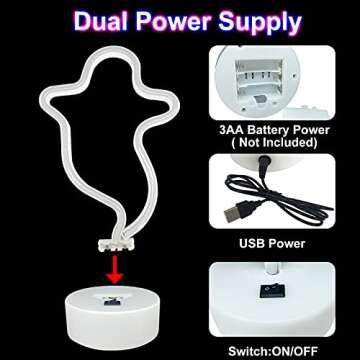 TURNMEON Halloween Ghosts LED Neon Sign for Spooky Decor