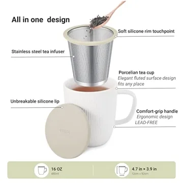 emoi Large Porcelain Tea Cup with Infuser