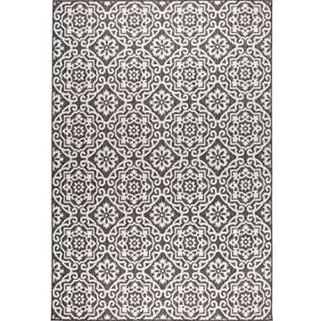 Nicole Miller New York Patio Country Danica Transitional Geometric Indoor/Outdoor Area Rug, Black/Grey, 3'11"x5'2"