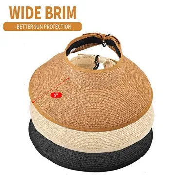 MEINICY 3PCS Foldable Straw Summer Visor Hats