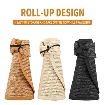 MEINICY 3PCS Foldable Straw Summer Visor Hats