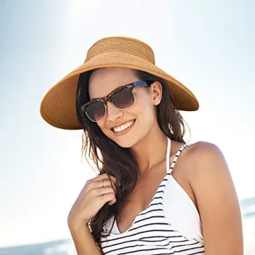 MEINICY 3PCS Foldable Straw Summer Visor Hats