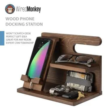 Premium Walnut Wood Docking Station for Smartphones and Watches