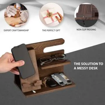 Premium Walnut Wood Docking Station for Smartphones and Watches