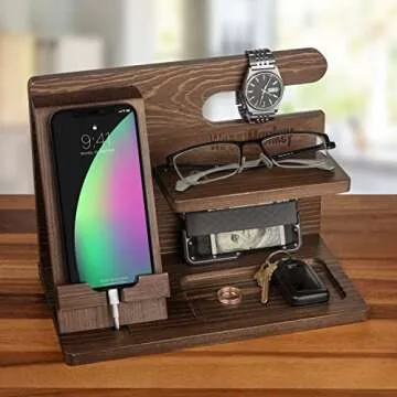 Premium Walnut Wood Docking Station for Smartphones and Watches