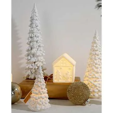 Elegant RM ROOMERS White Christmas Tree Figurine Set
