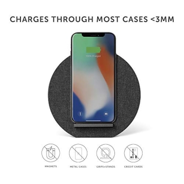 Native Union Dock Wireless Charger Stand - High Speed [Qi Certified] 10W Versatile Fast Wireless Charging Stand - Compatible with iPhone 11/11 Pro/11 Pro Max (Slate)